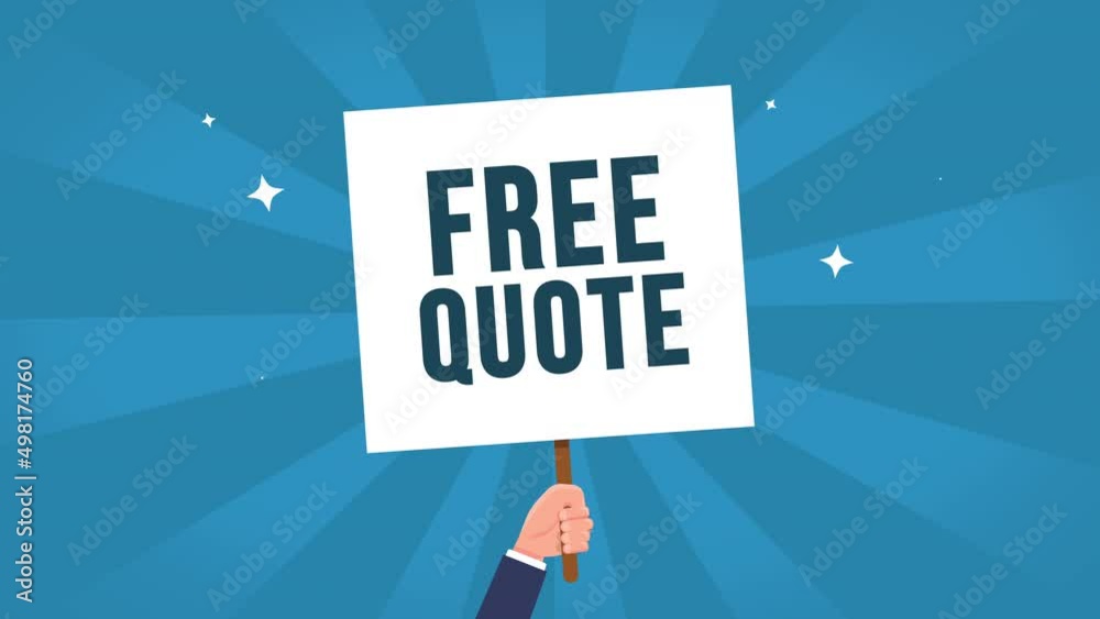 free quote animation - business Hand holding advertisement sign, promotions concept animation.