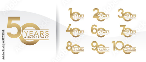 Set of Anniversary logotype golden color with white background for celebration