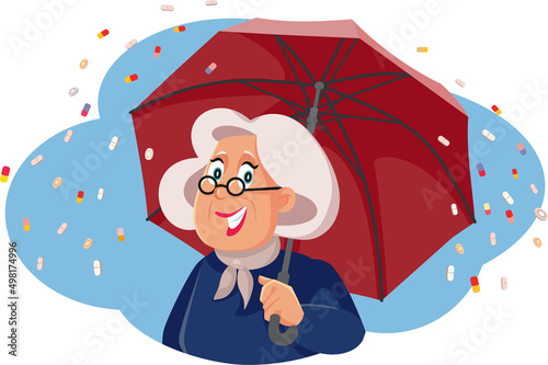 Senior Woman with Good Health and Immune System Vector Cartoon