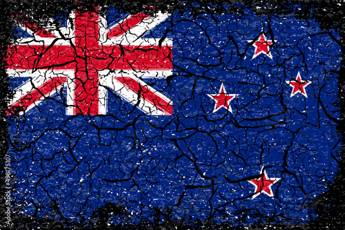 ひび割れしたニュージーランド国旗のペイントベクター素材