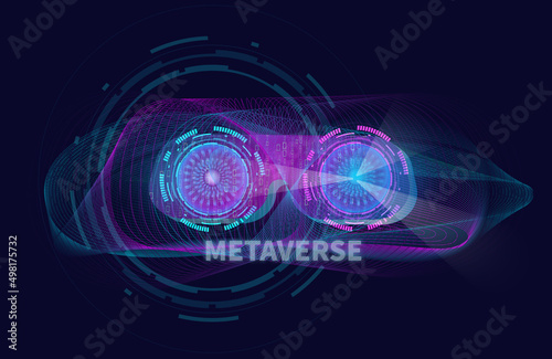 Virtual reality glasses metaverse by virtual data with artificial intelligence analyst. VR experience.