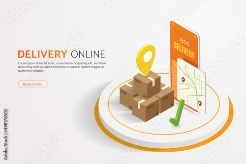 Online delivery service fast parcel delivery Order Tracking App from Mobile Maps.