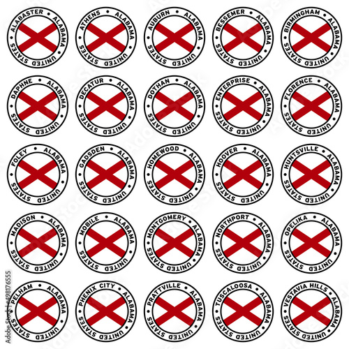 Round Alabama City Flag Clipart Set