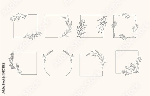 Line object collection with lavender leaf flower circle