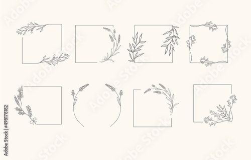 Line object collection with lavender,leaf,flower,circle