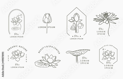 Black lotus flower outline.Vector illustration for icon,sticker,printable and tattoo