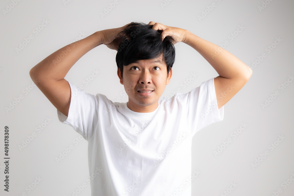 Itchy head on a white background Itchy head on a white background
