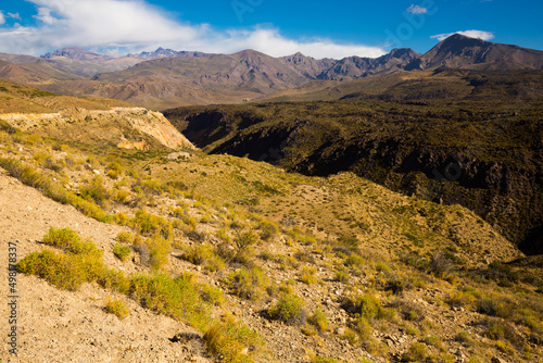 General view of the Andes from valley near Las Lenas in Argentina photo