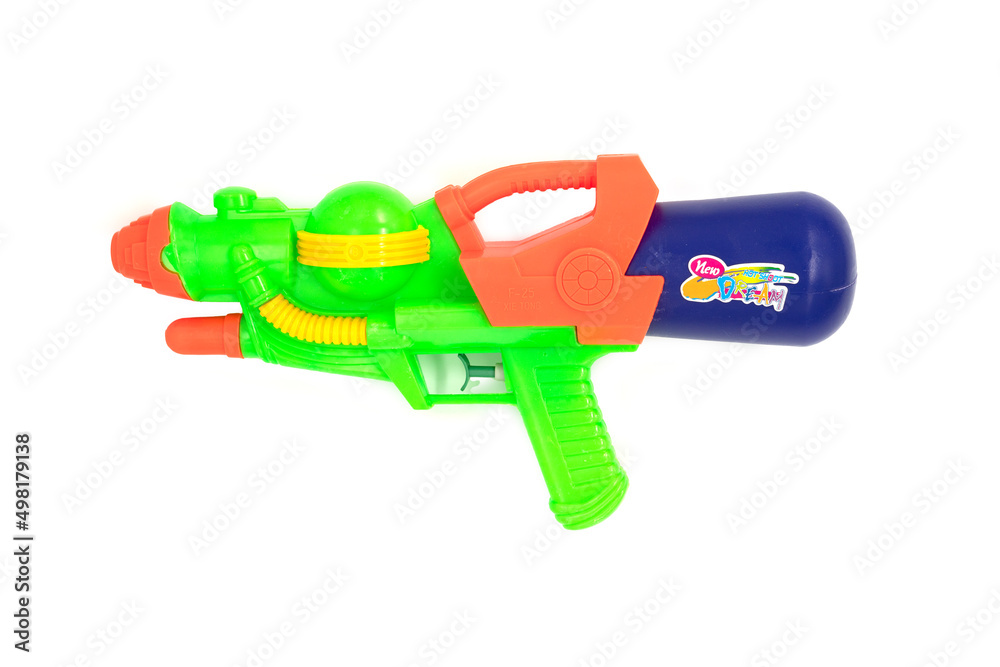 Colorful Toy Water Gun on white background Colorful Toy Water Gun on white background