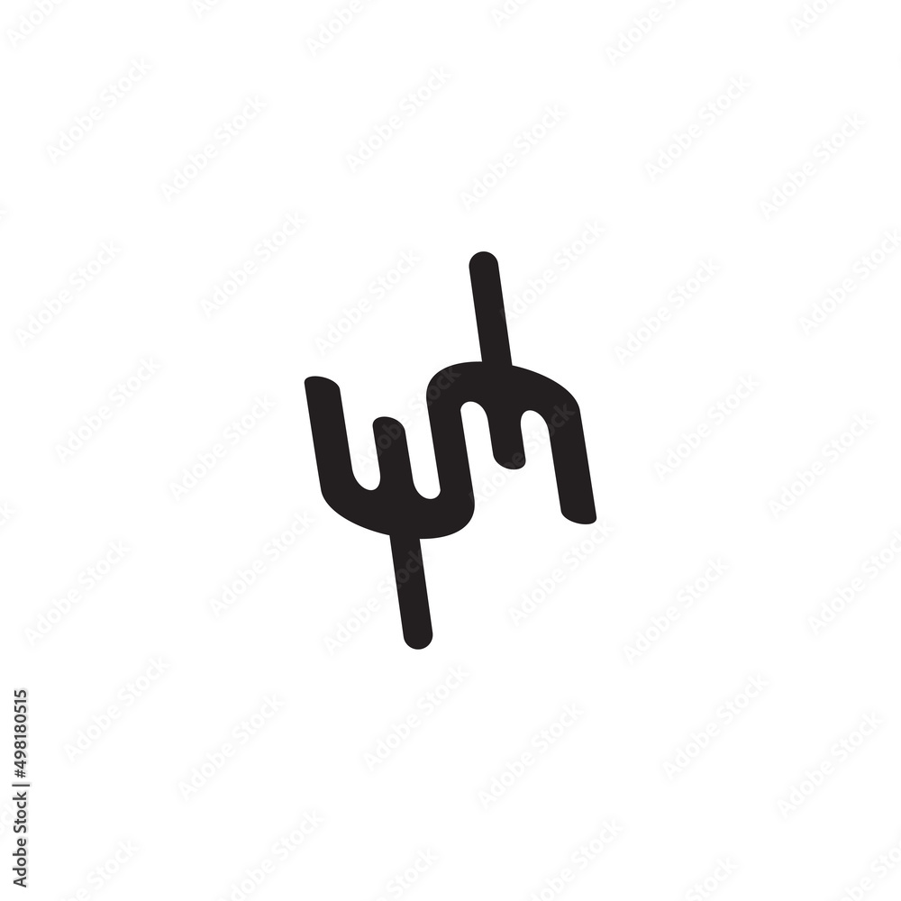 Letter wm fork style monogram logo design vector Letter wm fork style monogram logo design vector