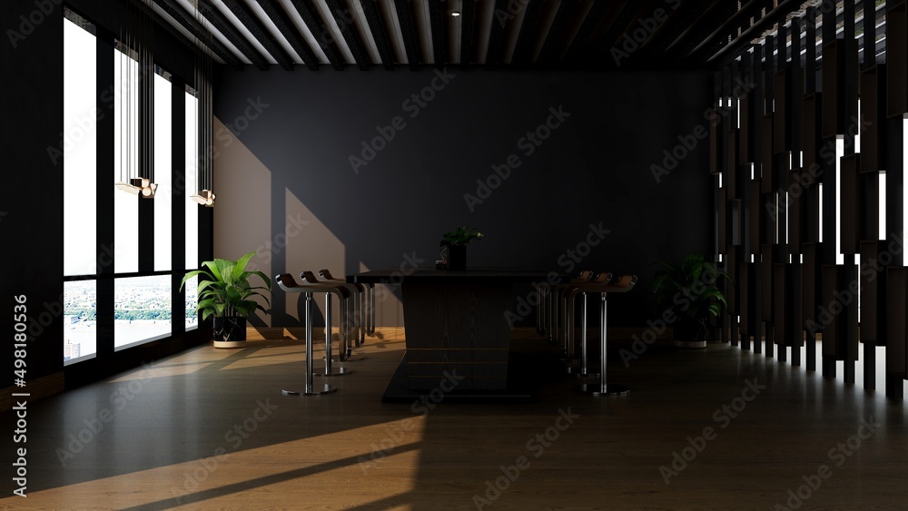 3d company logo mockup in the office meeting space