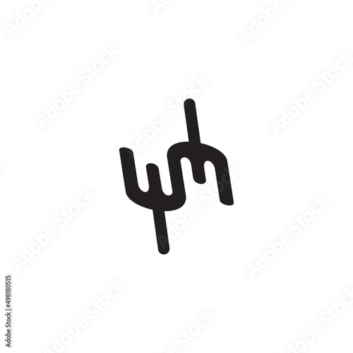 Letter wm fork style monogram logo design vector