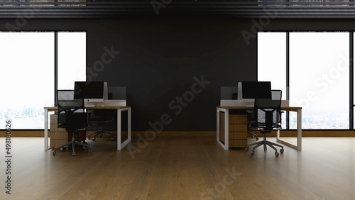 3d company logo mockup in the office workspace