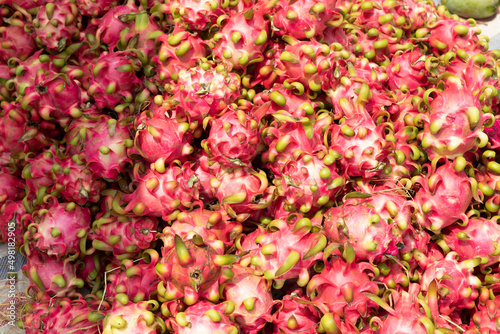 Dragon fruit or Pitaya in street food market