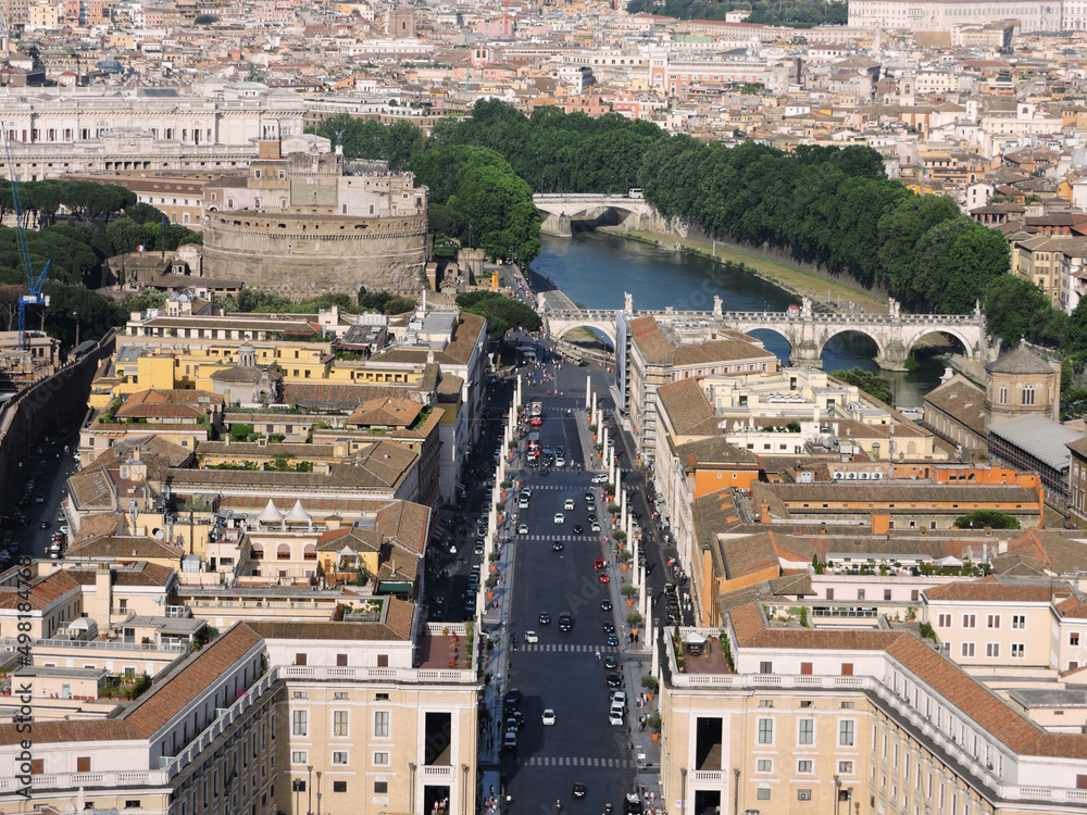 Vatican City Rooftop View of Street and River in Rome Italy