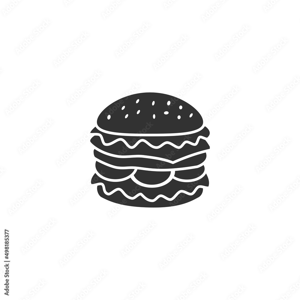 Silhouette icon of burger vector illustration Silhouette icon of burger vector illustration