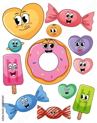 A various sweets on white background
