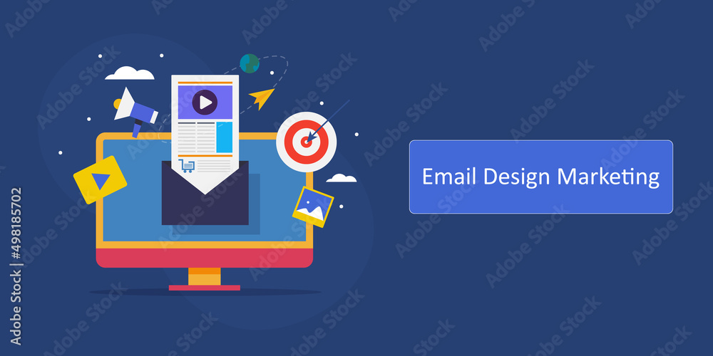 Business email design, email marketing customer retention strategy, flat design web banner template.