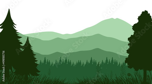 Silhouette shadow of forest scene