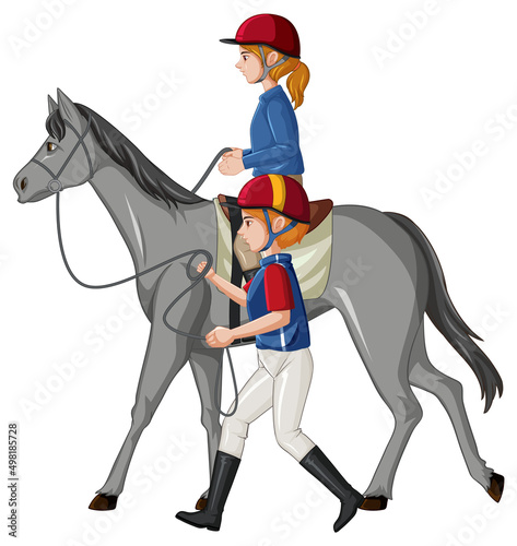 Equestrian sport with girl on horseback