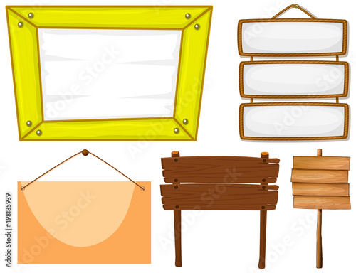 Set of wooden sign banner