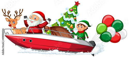 Delivery Christmas gift on speed boat