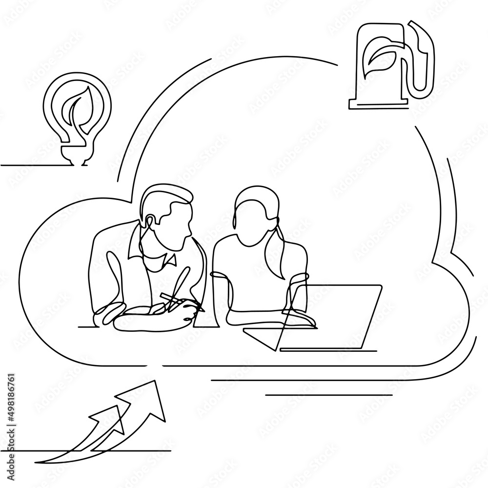 Concept visualization line icon drawing of business infographics Concept visualization line icon drawing of business infographics