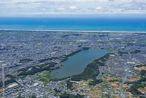 佐鳴湖から遠州灘を望む・浜松・空撮