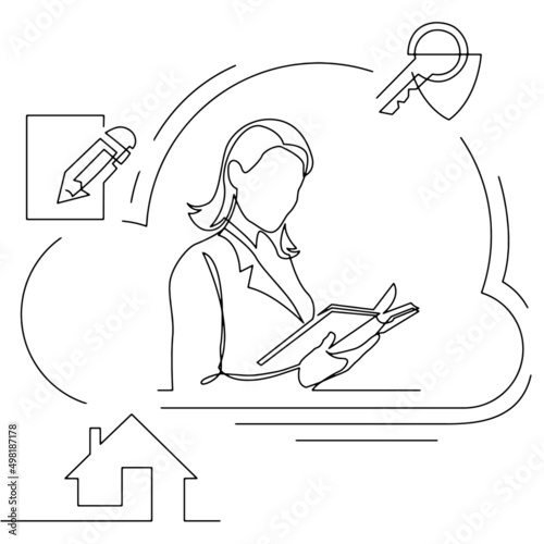 Concept visualization line icon drawing of business infographics