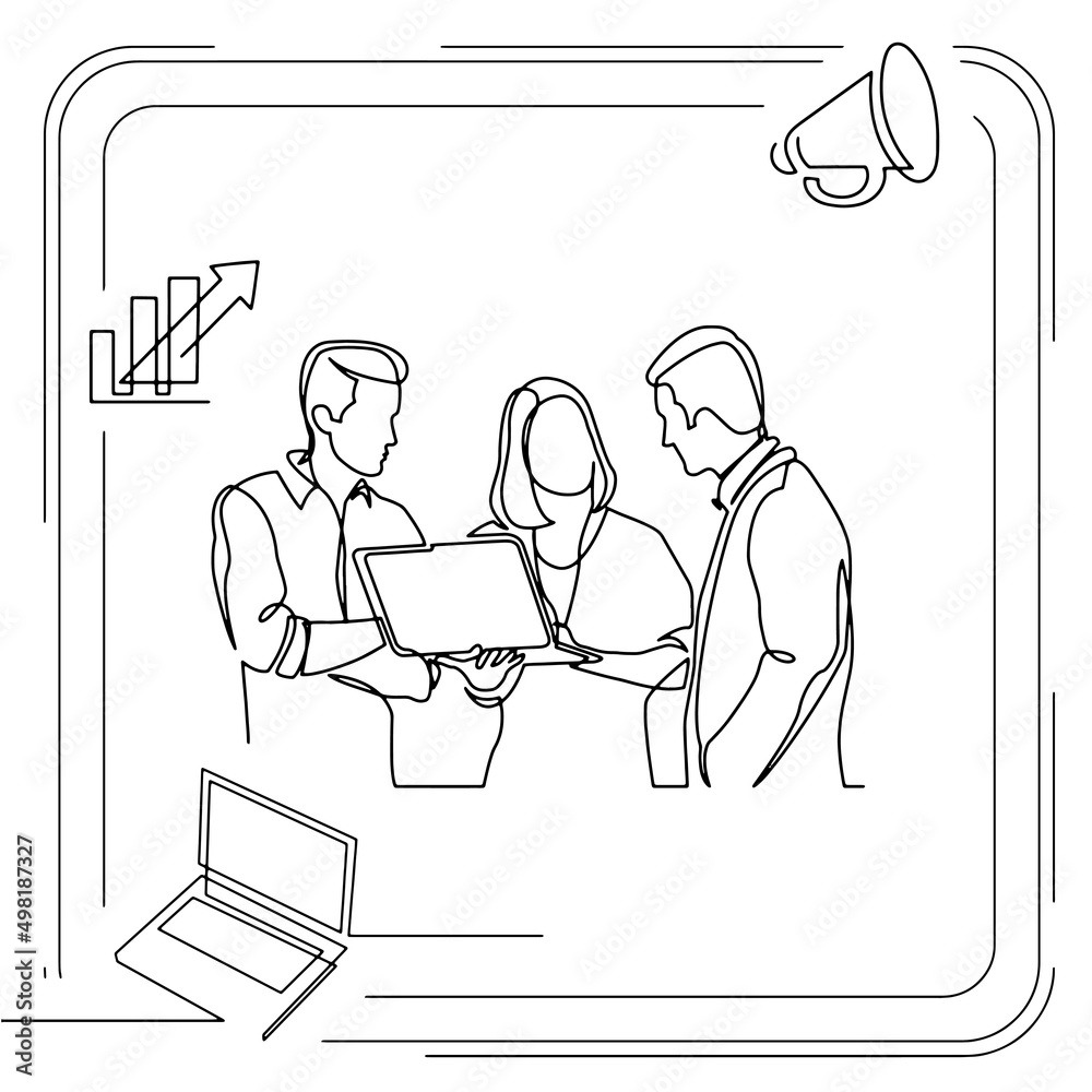 Concept visualization line icon drawing of business infographics Concept visualization line icon drawing of business infographics