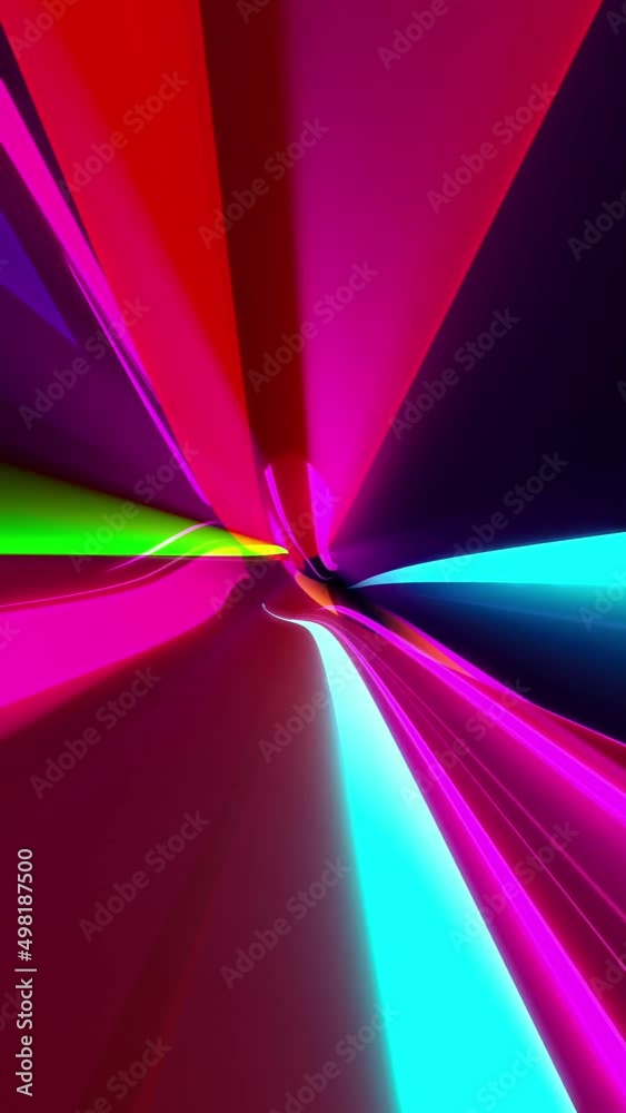 High Energy Abstract Colorful Light Warp Tunnel Loop