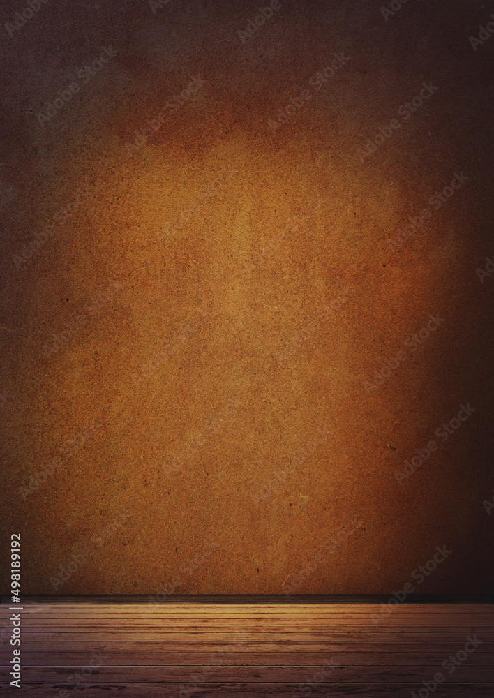 Schmutzige braune leere Wand Holzdielen, beleuchtet, extravagante Kulisse, Bühne, Werbefläche Schmutzige braune leere Wand Holzdielen, beleuchtet, extravagante Kulisse, Bühne, Werbefläche