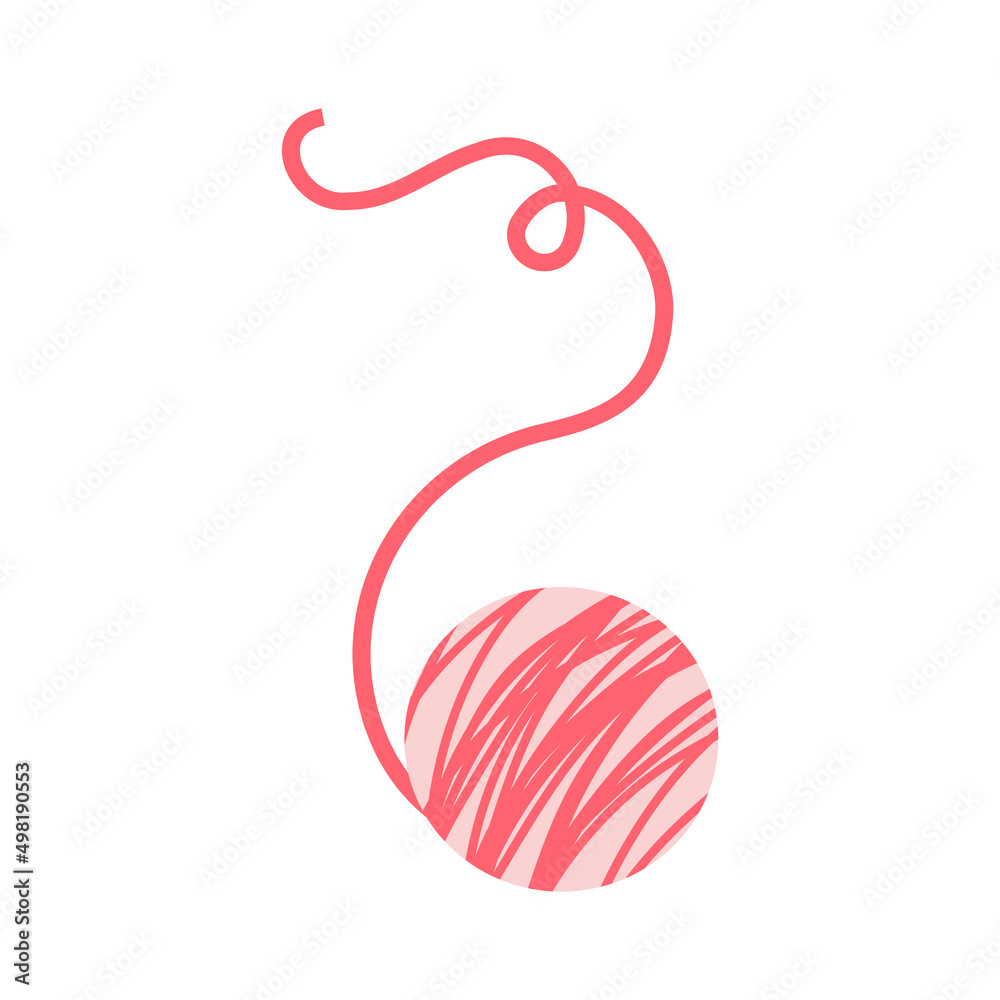 Pink ball of wool yarn vector icon. Flat style vector illustration.