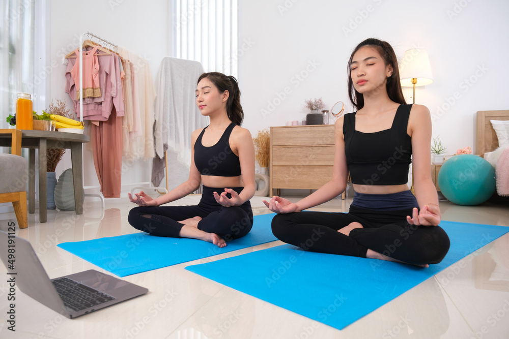 Couple women exercise and living lifestyle at home. Couple women exercise and living lifestyle at home.