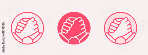 Shaking hands icon. Support, partnership logo template. Vector illustration.