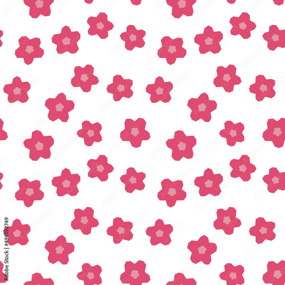Abstract botanical seamless pattern. Simple flower shape. Monochrome vector illustration for printing, decoration, textile, branding design
