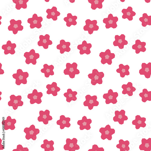Abstract botanical seamless pattern. Simple flower shape. Monochrome vector illustration for printing, decoration, textile, branding design