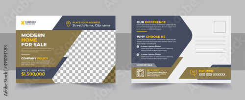Real estate postcard template design, corporate home sale postcard template design