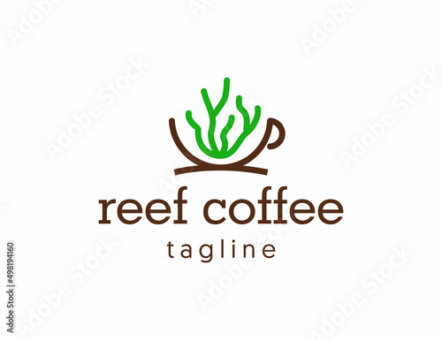 Coffee shop logo reef logo food business template for branding design