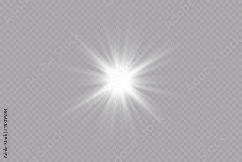 Glow effect. Star on transparent background.Bright sun. Vector illustration.