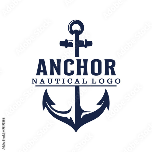 Fotografija marine retro emblems logo with anchor, anchor logo - vector illustration