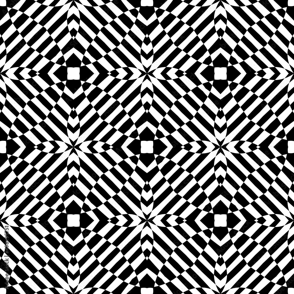 Abstract Black White Seamless pattern. Modern stylish texture with Bold stripes. Geometric abstract background.Cute abstract geometric shape pattern design in black and white. Repeat seamless.