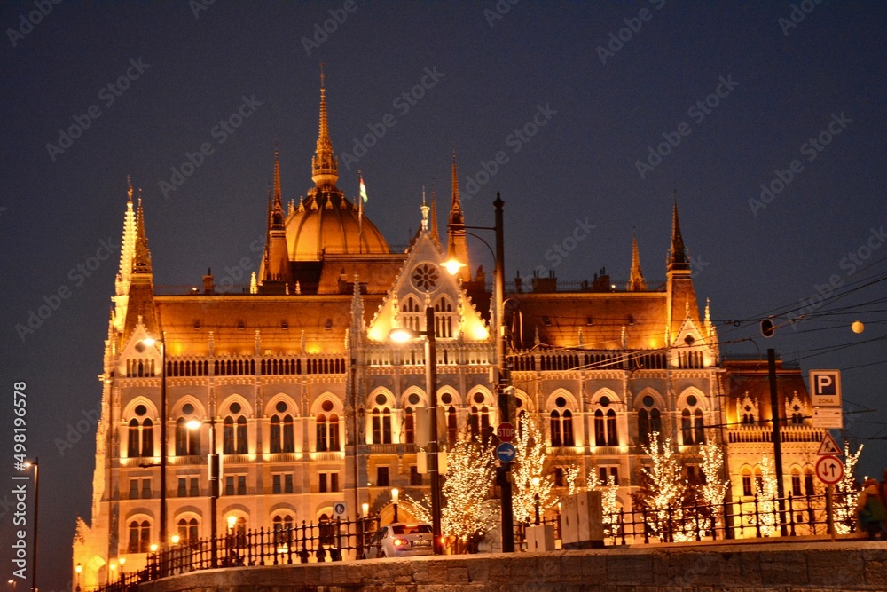 city parliament at night