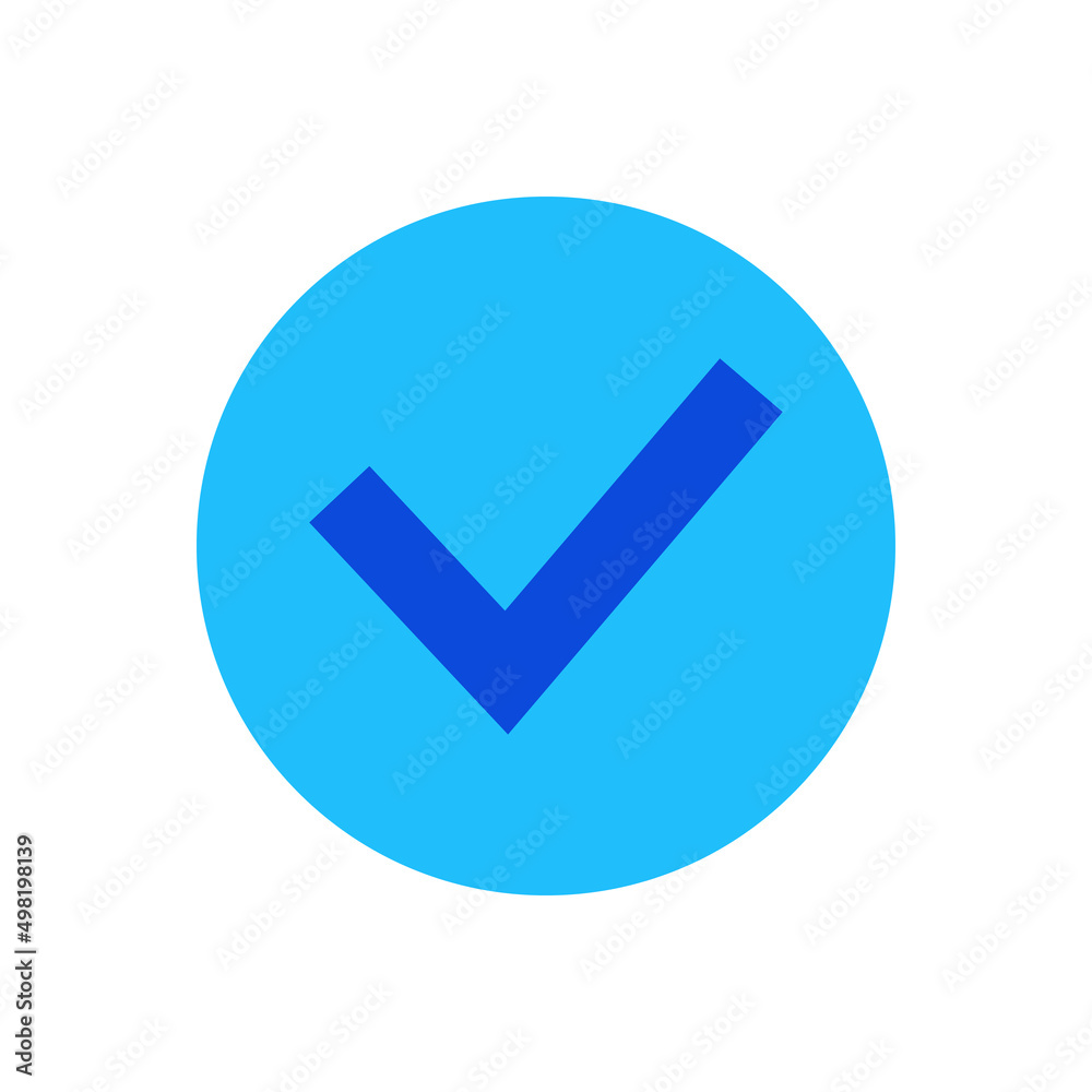 Check mark icon vector graphic illustration in blue Check mark icon vector graphic illustration in blue