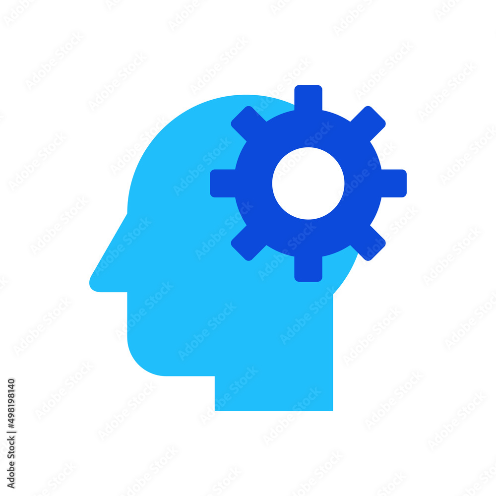 Brainstorming icon vector graphic illustration in blue Brainstorming icon vector graphic illustration in blue