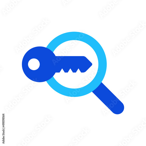 Keyword research icon vector graphic illustration in blue