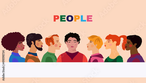 Mix race people avatars profile group of men of diverse culture Diversity multi-ethnic and multiracial people. Concept of racial equality Multicultural society Vector