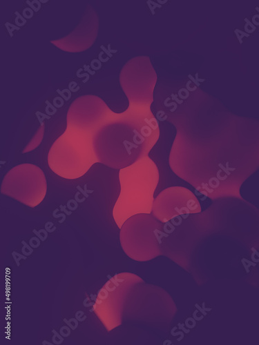 Magical glowing liquid drops look like a lava lamp. 3d rendering digital illustration. Trendy abstract pattern design