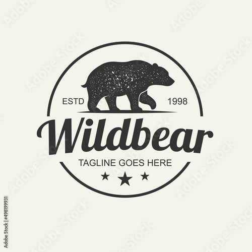 Vintage logo bear and typography Poster with Hand drawn elements. Template for print, cover, banner or other business or art works.