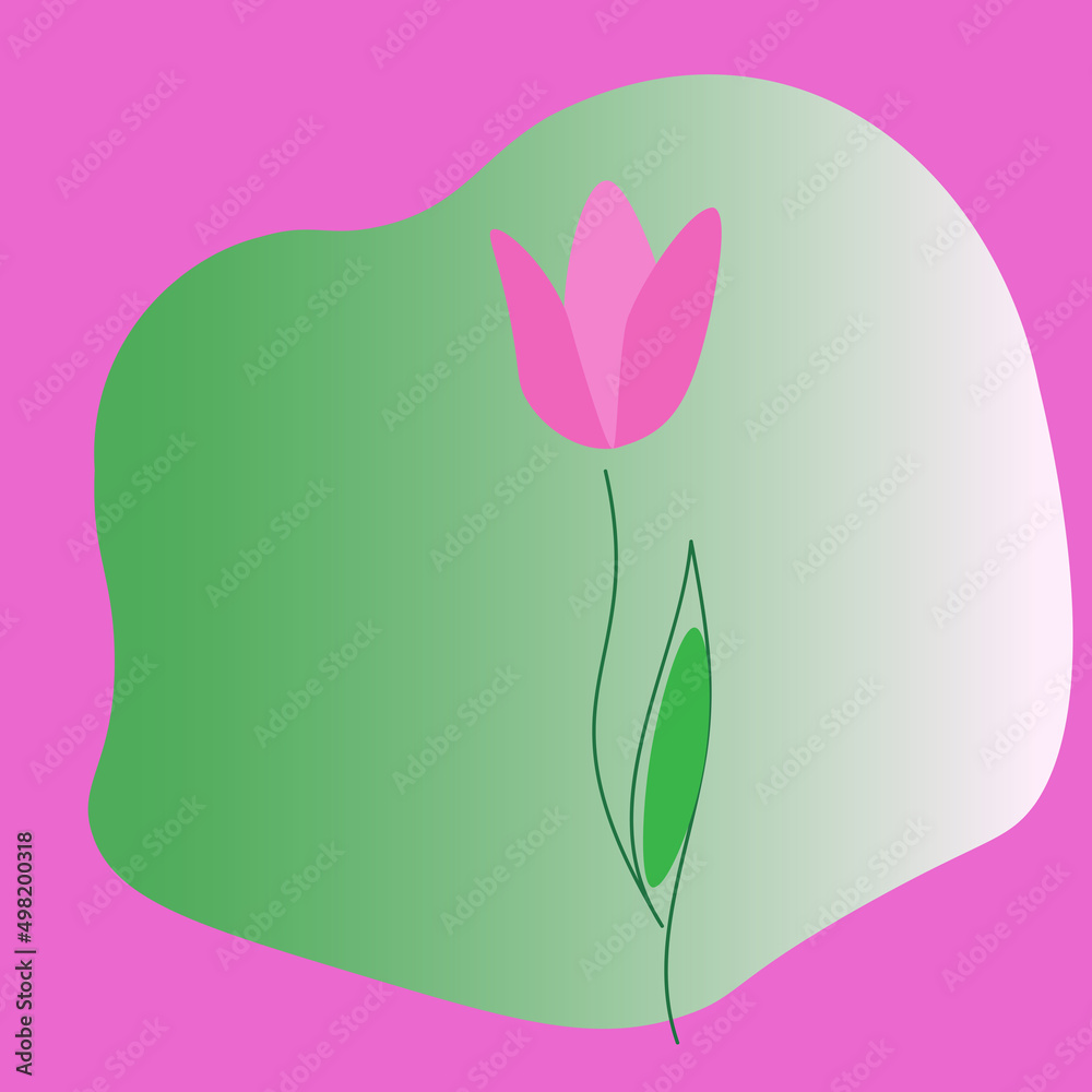 Abstract tulip flower in blotch on pink background, vector eps 10